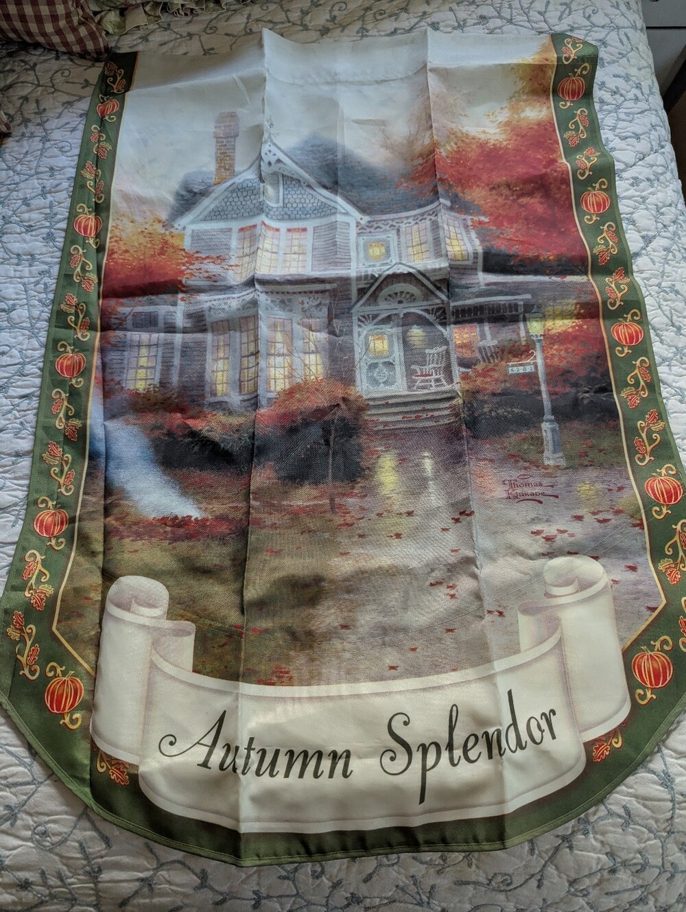 Autumn splendor large garden flag by Thomas kinkade